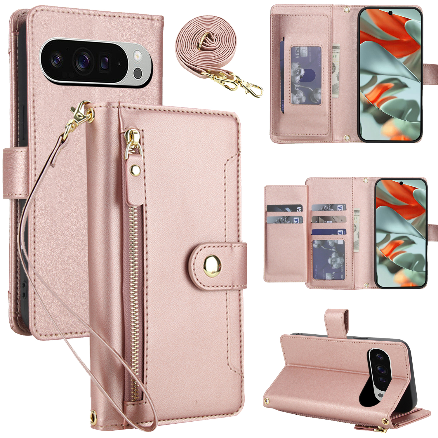 Luxurious Bag - Crossbody Zipper Leather Wallet Flip Case