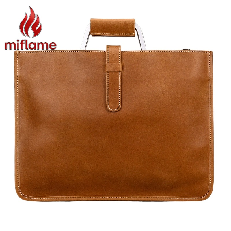 Briefcase Leather Slim - Men's Vintage Crazy Horse Leather Horizontal