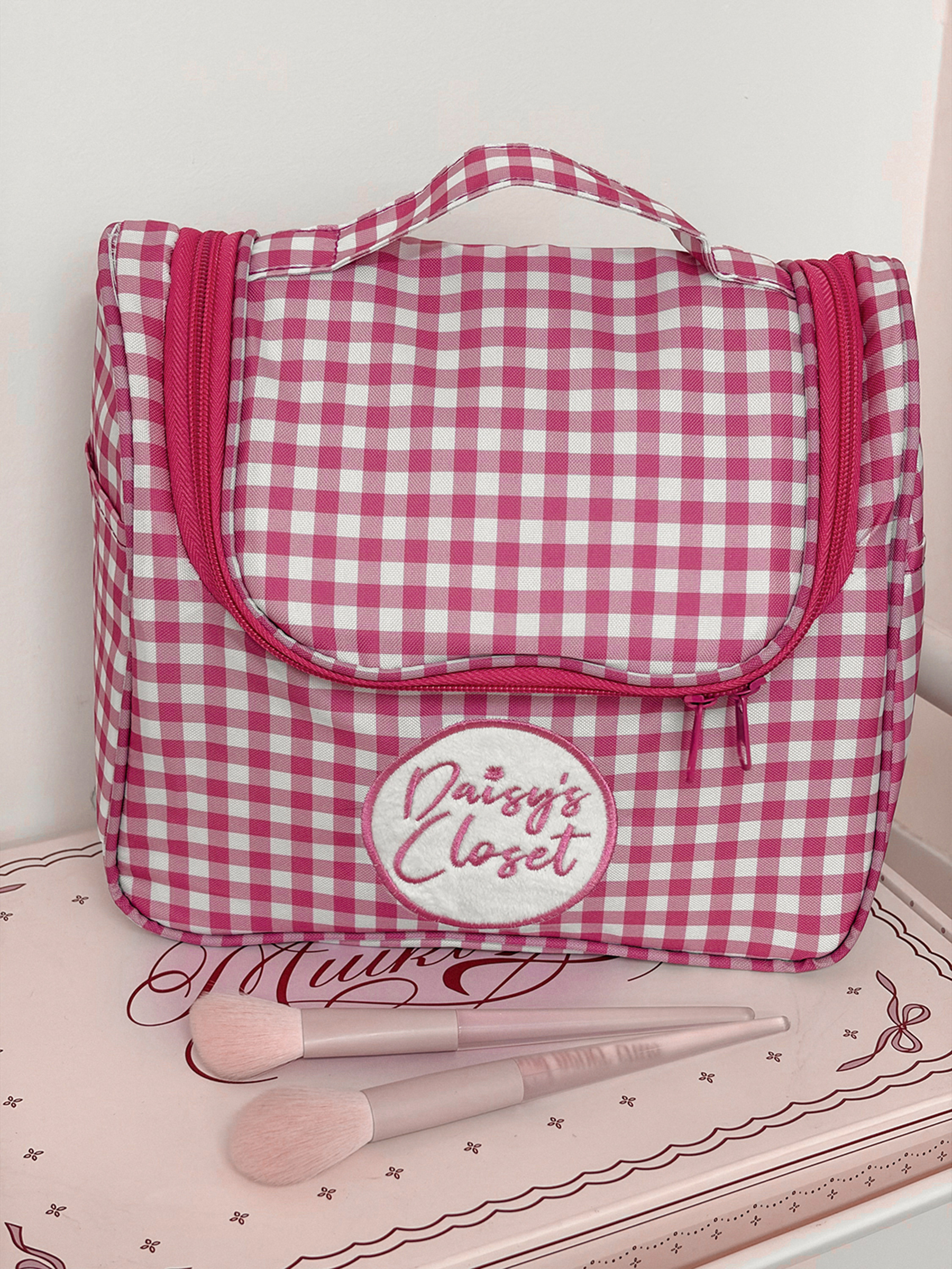 Airfriend Cute Grid Makeup Bag - Luxury Bags China Wholesale ulasan dan harga