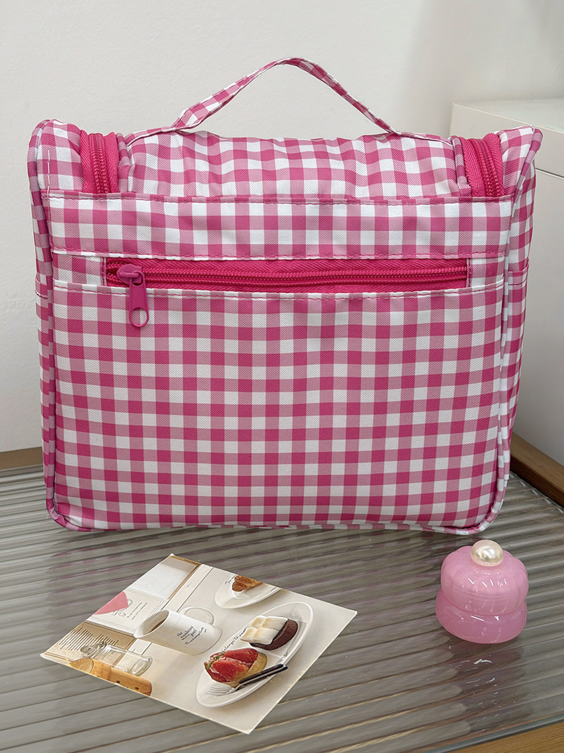 Airfriend Cute Grid Makeup Bag - Luxury Bags China Wholesale ulasan dan harga