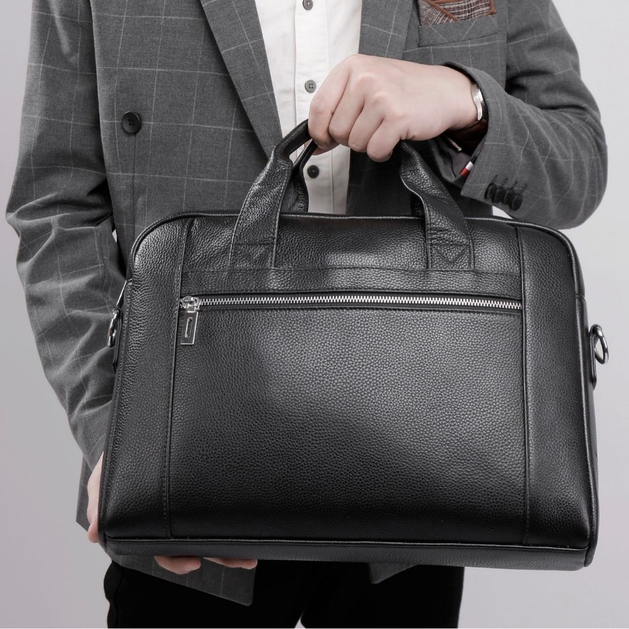 【New Arrival】Men's Genuine Lea - Briefcase Leather Slim ulasan dan harga