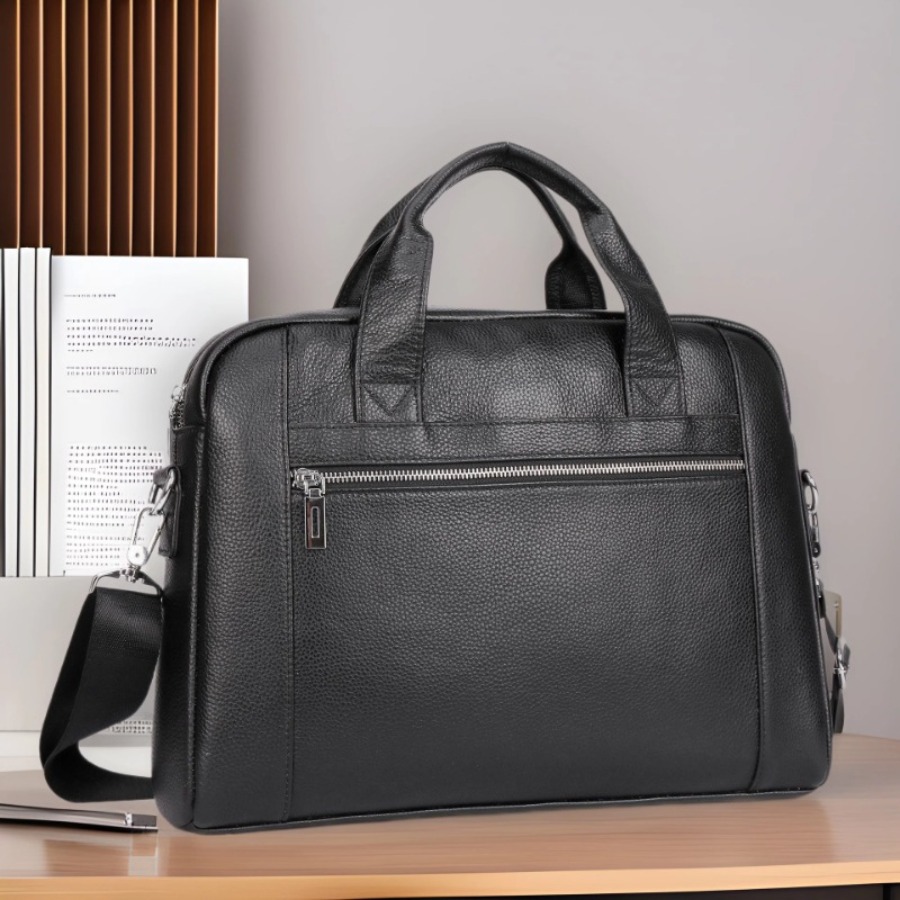 【New Arrival】Men's Genuine Lea - Briefcase Leather Slim ulasan dan harga