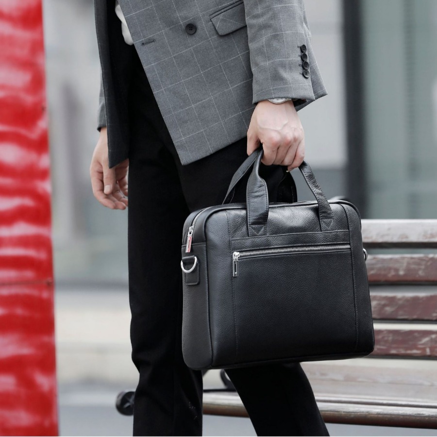 【New Arrival】Men's Genuine Lea - Briefcase Leather Slim ulasan dan harga