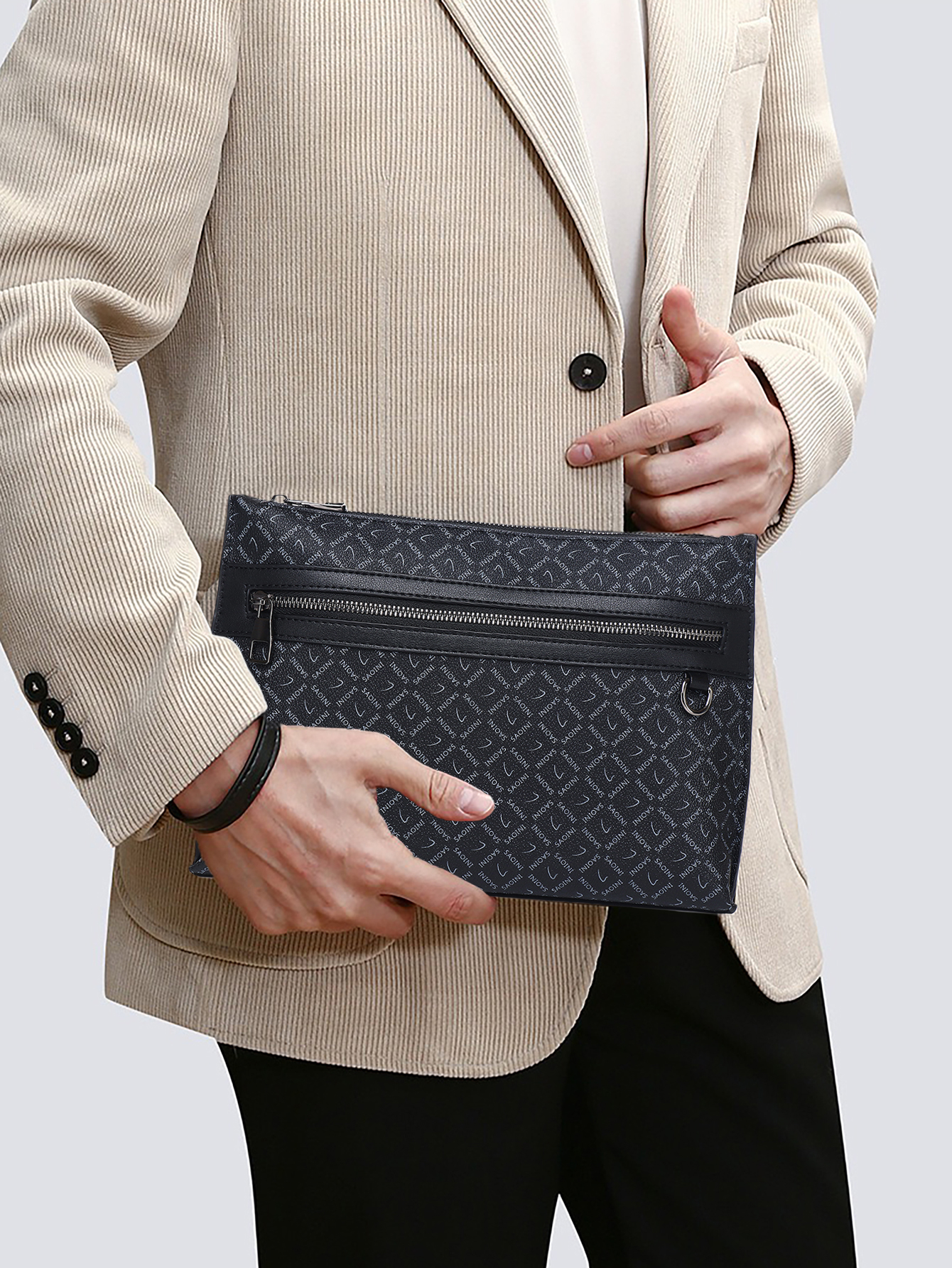 Men's Monogram Clutch Bag - Bl - Tote Bag Leather Monogram ulasan dan harga