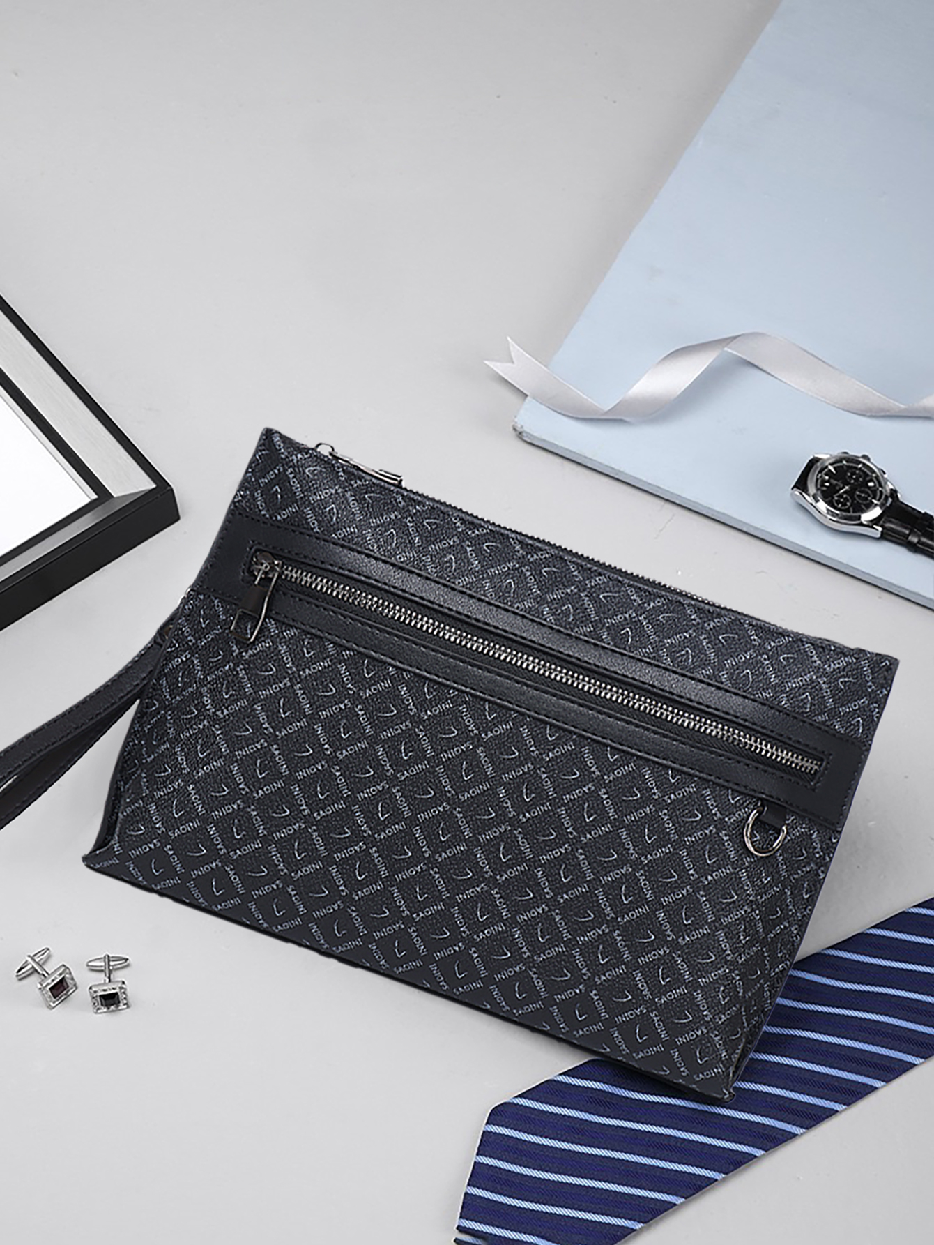 Men's Monogram Clutch Bag - Bl - Tote Bag Leather Monogram ulasan dan harga