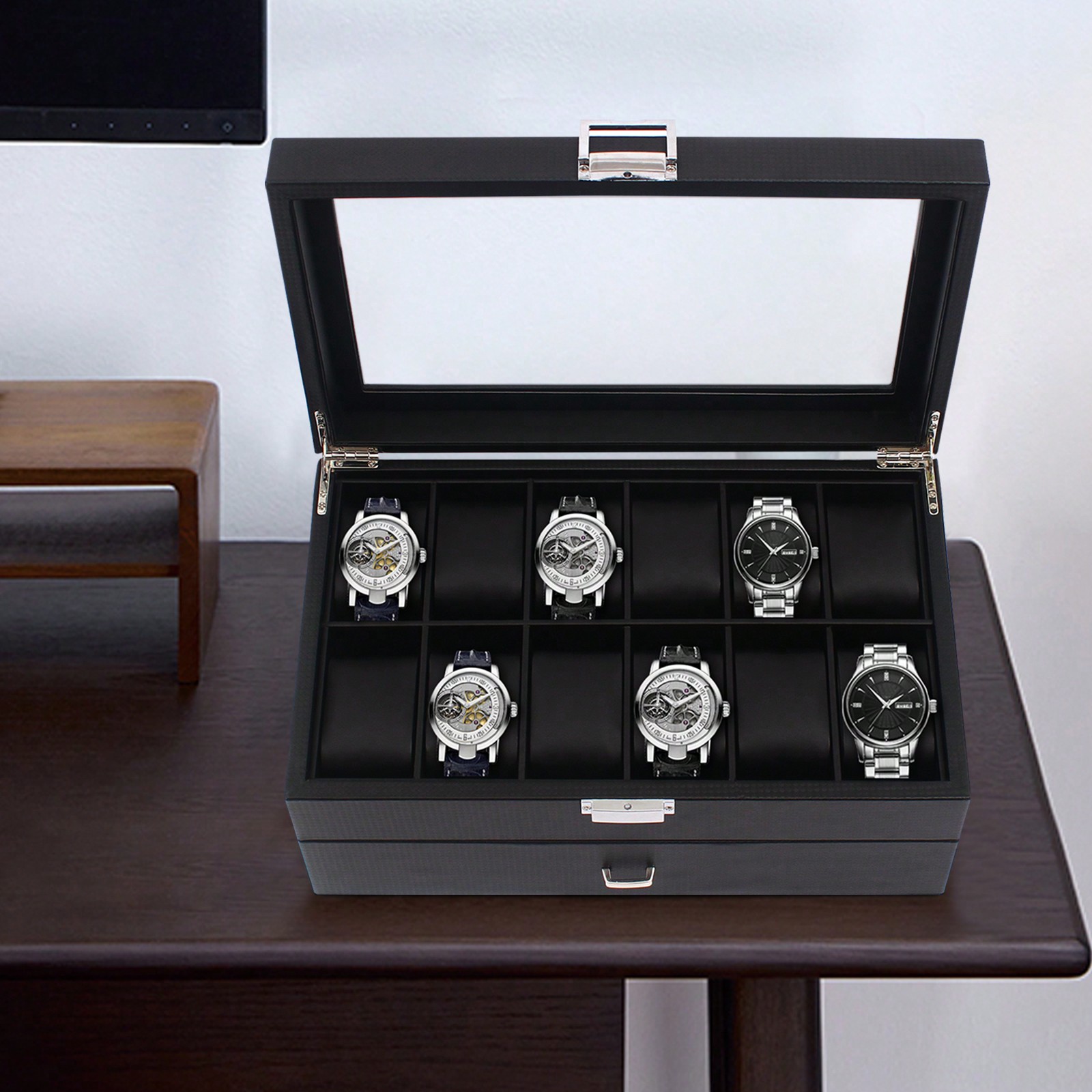 24 Slot Men Watch Display Case - Luxurious Bag ulasan dan harga