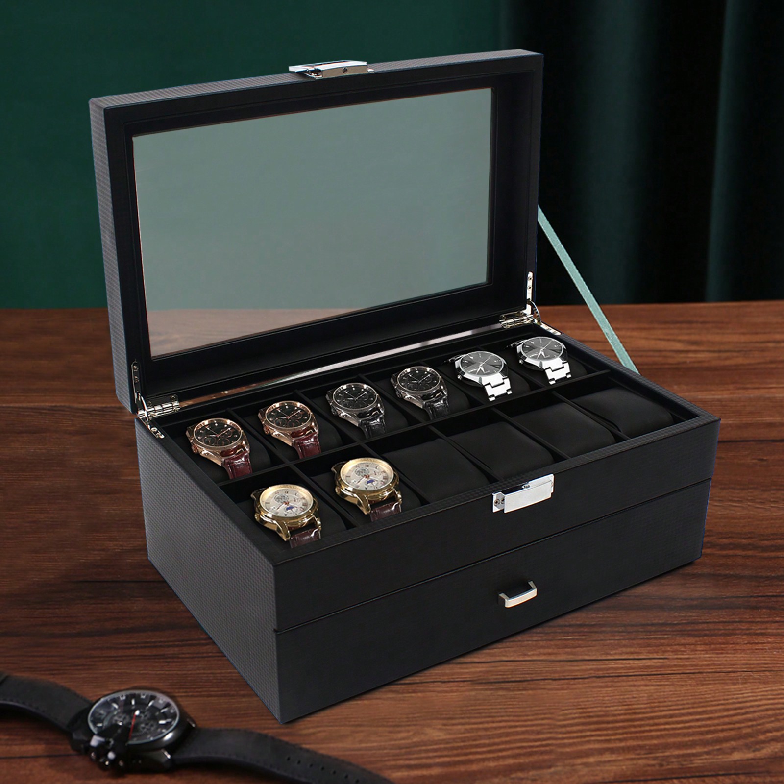24 Slot Men Watch Display Case - Luxurious Bag ulasan dan harga