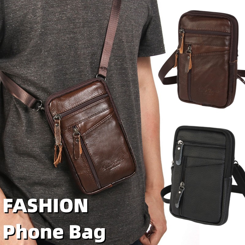 Men Luxury Genuine Leather Pho - Luxury Bags Made ulasan dan harga