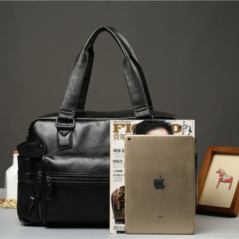 Men PU Leather Briefcase Top-H - Luxury Bags With Zipper ulasan dan harga