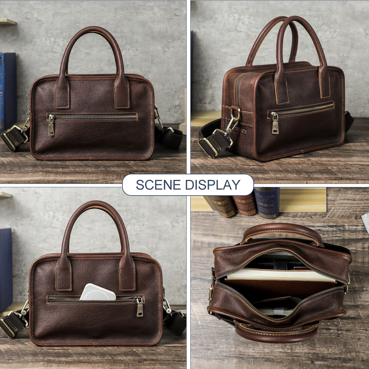 CONTACT'S Genuine Leather Men  - Luxury Bags With Zipper ulasan dan harga