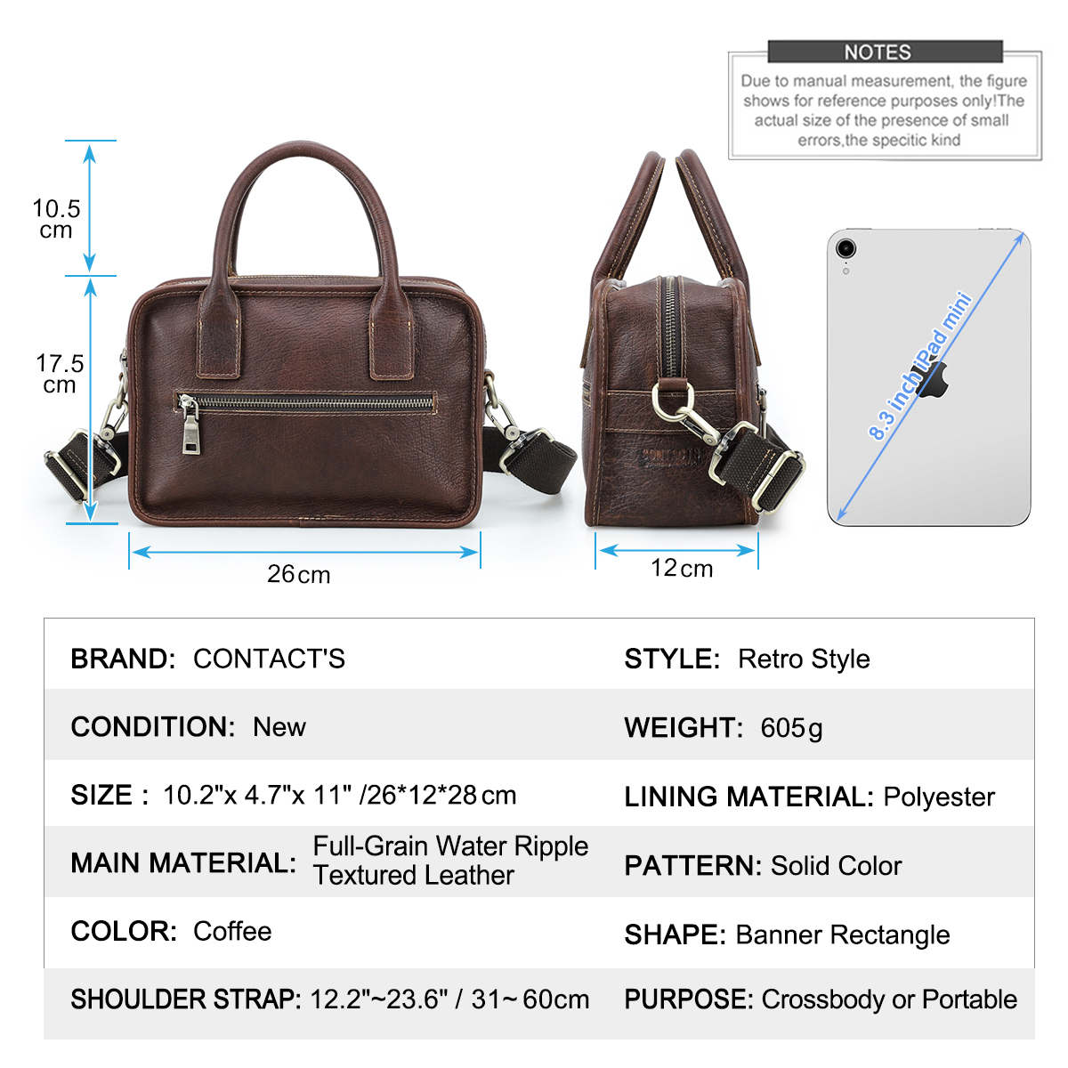 CONTACT'S Genuine Leather Men  - Luxury Bags With Zipper ulasan dan harga