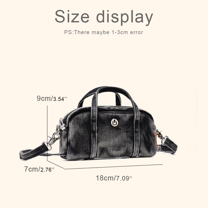 Korean Casual Mini Denim Box B - Luxury Bags With Zipper ulasan dan harga