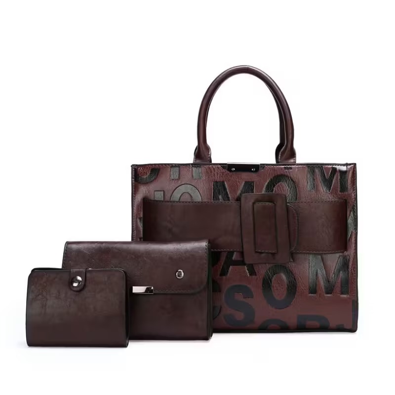3pcs Women's Monogram Embossed - Tote Bag Leather Monogram ulasan dan harga