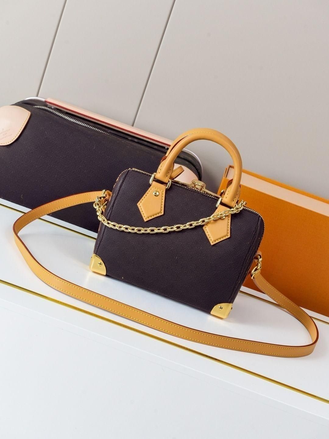 Brown Monogram Mini Boston Bag - Tote Bag Leather Monogram ulasan dan harga
