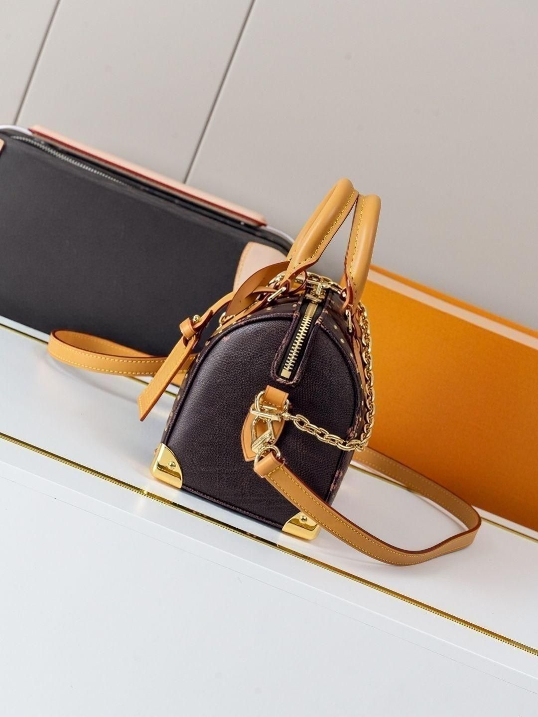 Brown Monogram Mini Boston Bag - Tote Bag Leather Monogram ulasan dan harga
