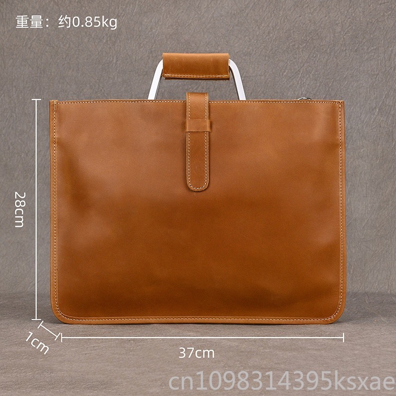 Men's Vintage Crazy Horse Leat - Briefcase Leather Slim ulasan dan harga